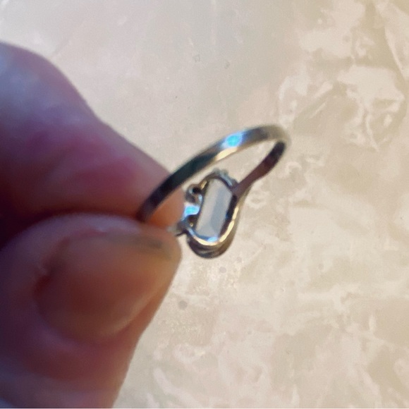 10k White Gold Antique 1900’s 1.5 carat Emerald Cut Aquamarine & Diamond Ring - Picture 9 of 15